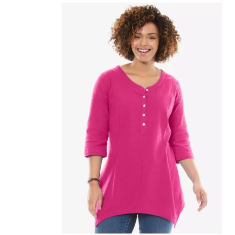 NWT pink cotton gauze tunic 3/4 sleeve